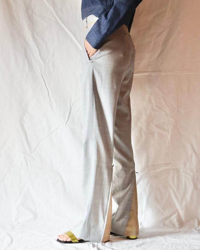 FUMIKA UCHIDA： ZIPPED HEM SLACKS - LIGHT GREY - ORANN