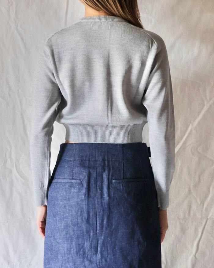 ★FUMIKA UCHIDA CREW-NECK CARDIGAN（未使用）★ FUMIKA UCHIDA： KNITTED CREW-NECK CARDIGAN - L.GREY - ORANN