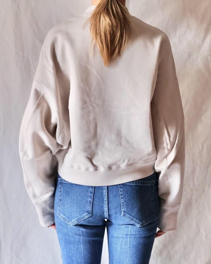 Mame Kurogouchi：Cording Embroidery Cropped Sweatshirt - ECRU