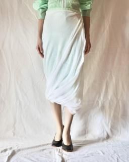 Mame KurogouchiSheer Draping Knitted Skirt - LIGHT GREEN