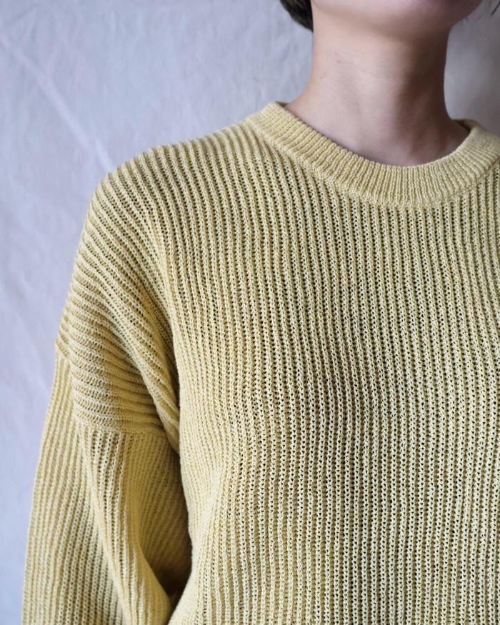 Cristaseya:WASHI PAPER DROPSHOULDER SWEATER - YELLOW Cristaseya:WASHI PAPER DROPSHOULDER SWEATER - YELLOW