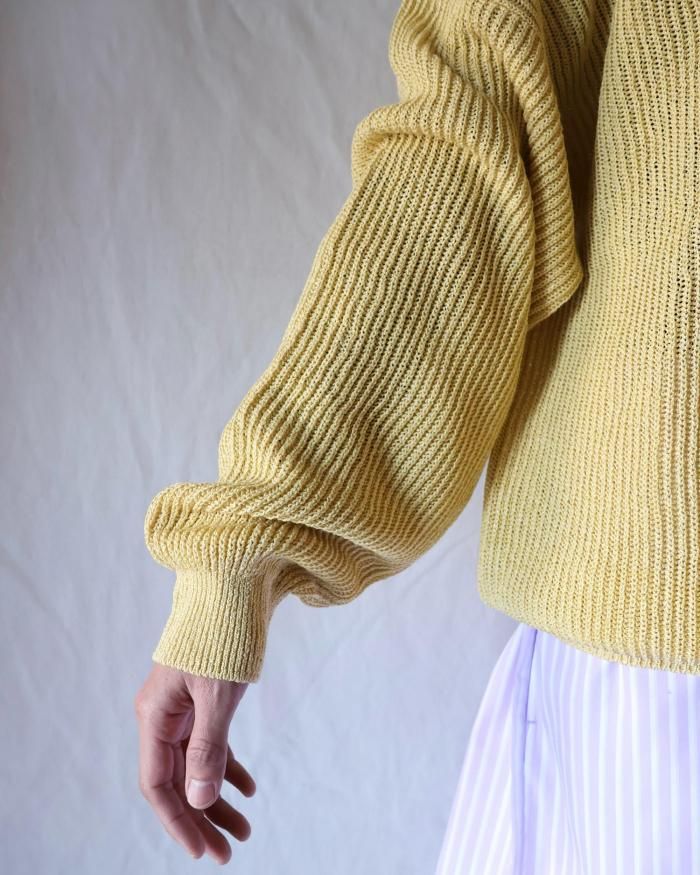 Cristaseya:WASHI PAPER DROPSHOULDER SWEATER - YELLOW Cristaseya:WASHI PAPER DROPSHOULDER SWEATER - YELLOW