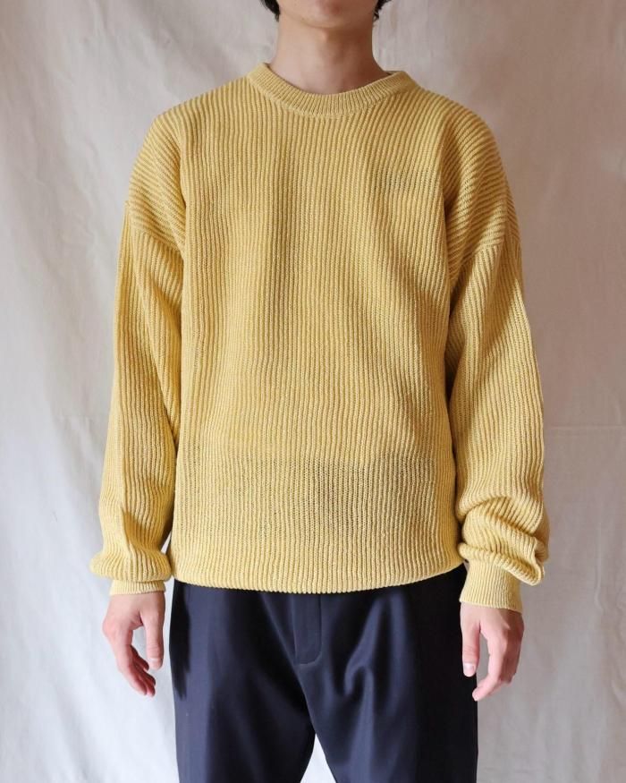 Cristaseya:WASHI PAPER DROPSHOULDER SWEATER - YELLOW Cristaseya:WASHI PAPER DROPSHOULDER SWEATER - YELLOW