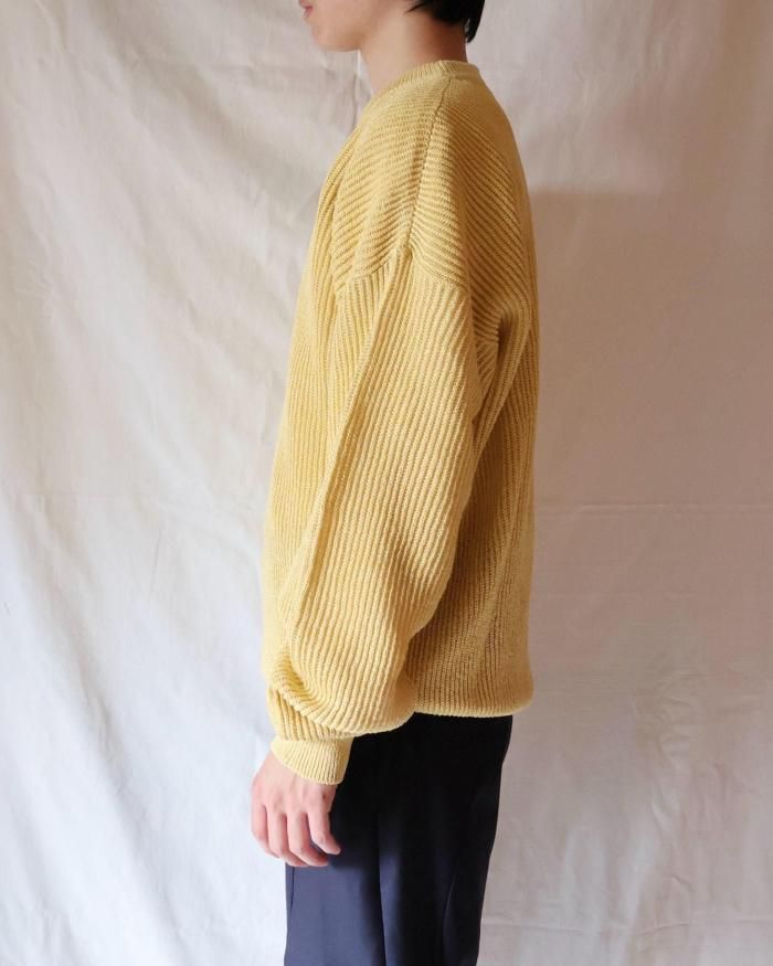 Cristaseya:WASHI PAPER DROPSHOULDER SWEATER - YELLOW Cristaseya:WASHI PAPER DROPSHOULDER SWEATER - YELLOW