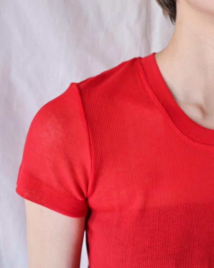 Ernie Palo：SHEER RIB TIGHT T-SHIRT - RED - ORANN ONLINE SHOP
