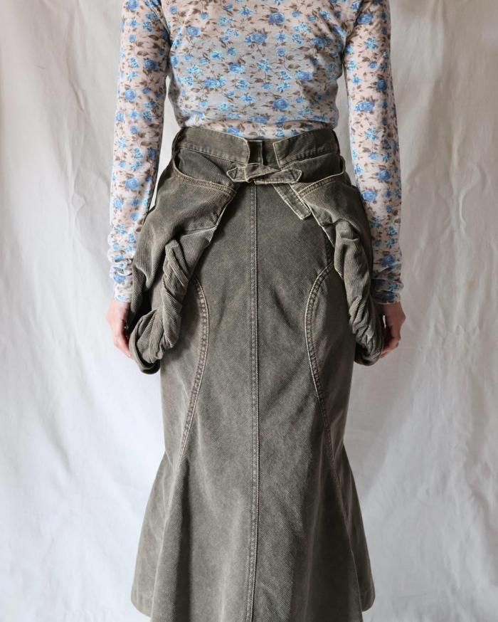 FUMIKA UCHIDA： CORDUROY BUCKLE BACK TOP - BROWN - ORANN