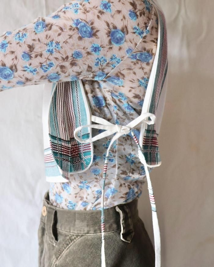 FUMIKA UCHIDA： HANDKERCHIEF BIB TOP - GREEN PLAID - ORANN