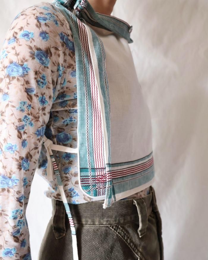 FUMIKA UCHIDA： HANDKERCHIEF BIB TOP - GREEN PLAID - ORANN