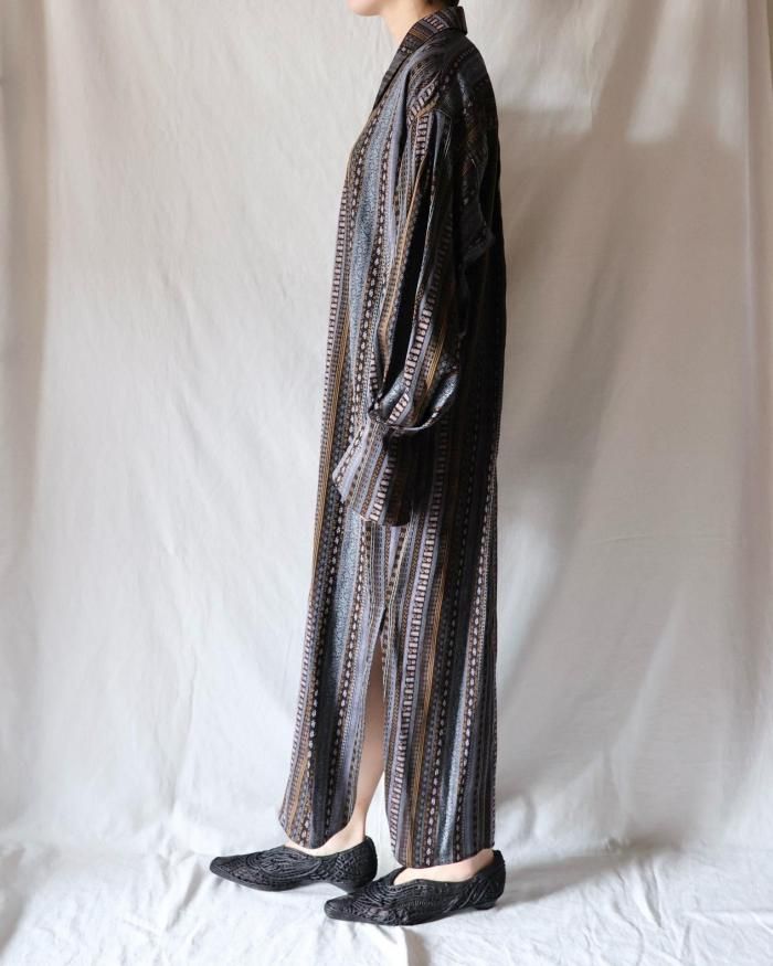 Mame Kurogouchi：Stripe Jacquard Shirt Dress - BLACK - ORANN