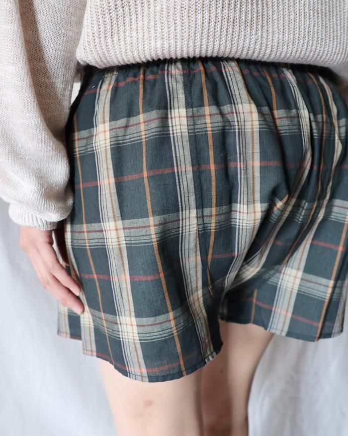 FUMIKA UCHIDA： PLAID TRUNK SHORTS - D.GREEN PLAID - ORANN