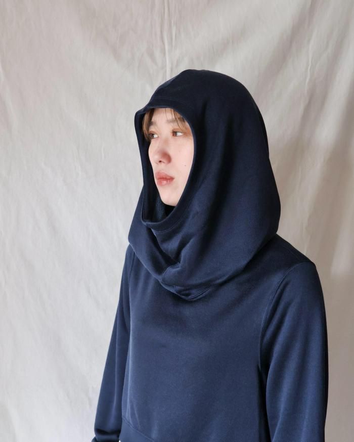 Mame Kurogouchi：Cropped Relaxed Sweat Hoodie - NAVY - ORANN