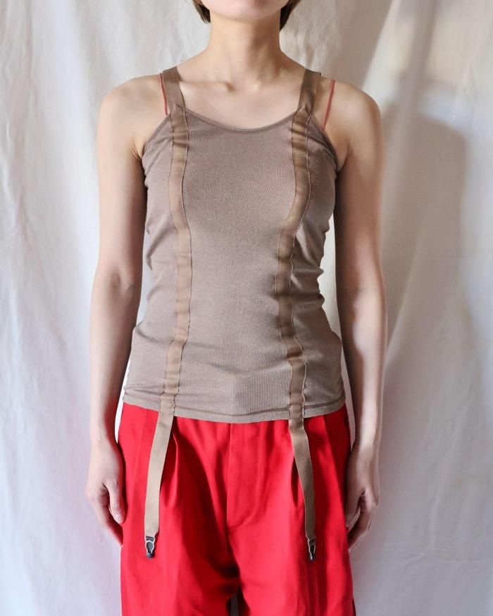 OVERNEATH：GARTER TANK TOP - LIGHT BROWN - ORANN ONLINE SHOP