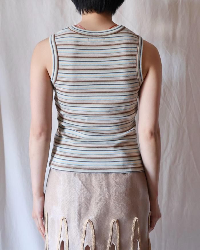 FUMIKA UCHIDA： FLOWER PRINTED SLEEVELESS TOP - CYAN - ORANN