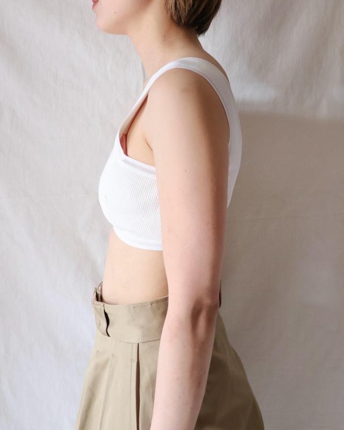 FUMIKA UCHIDA： EYELET RIB STITCH BRA TOP - OFFWHITE - ORANN