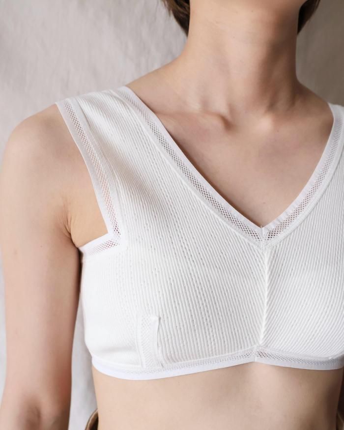 FUMIKA UCHIDA： EYELET RIB STITCH BRA TOP - OFFWHITE - ORANN