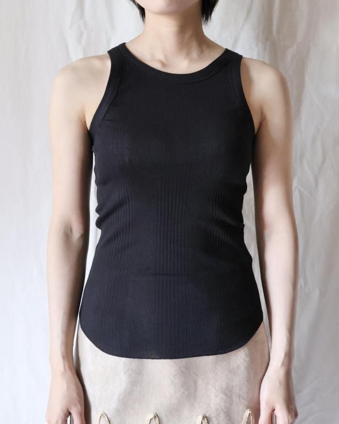 FUMIKA_UCHIDA / NEEDLE DRAWING GARTER TANK TOP (WHITE