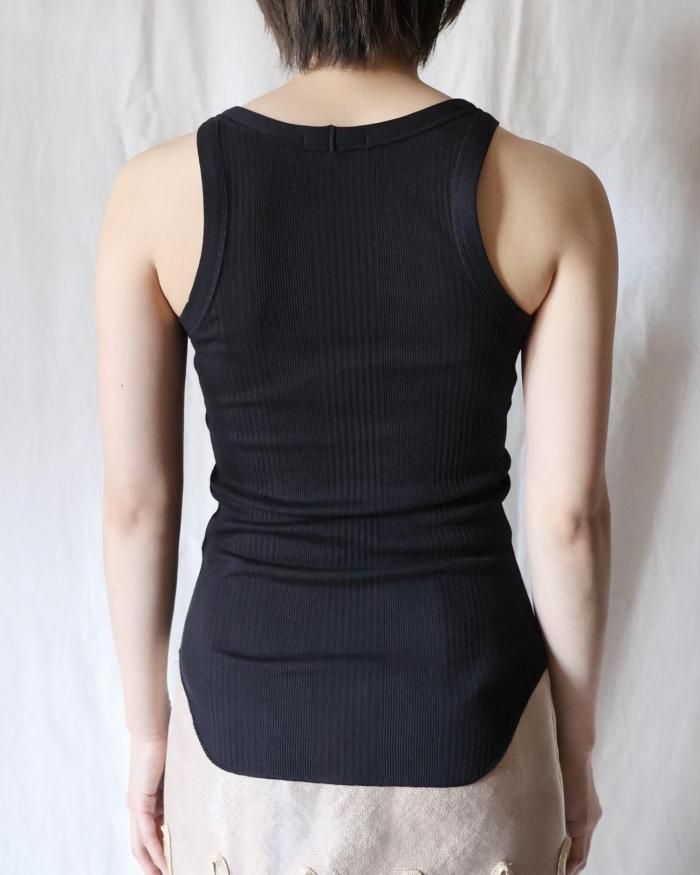 FUMIKA UCHIDA： NEEDLE DRAWING TANKTOP - BLACK - ORANN