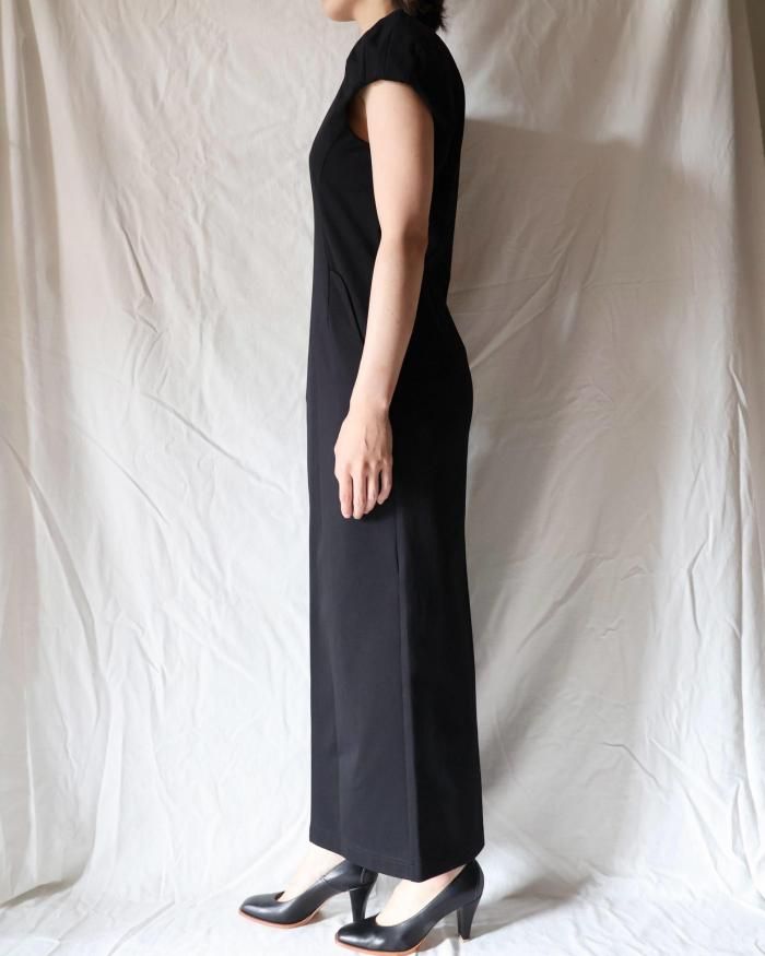 Mame Kurogouchi：Cotton Jersey Puff Sleeve Dress - BLACK