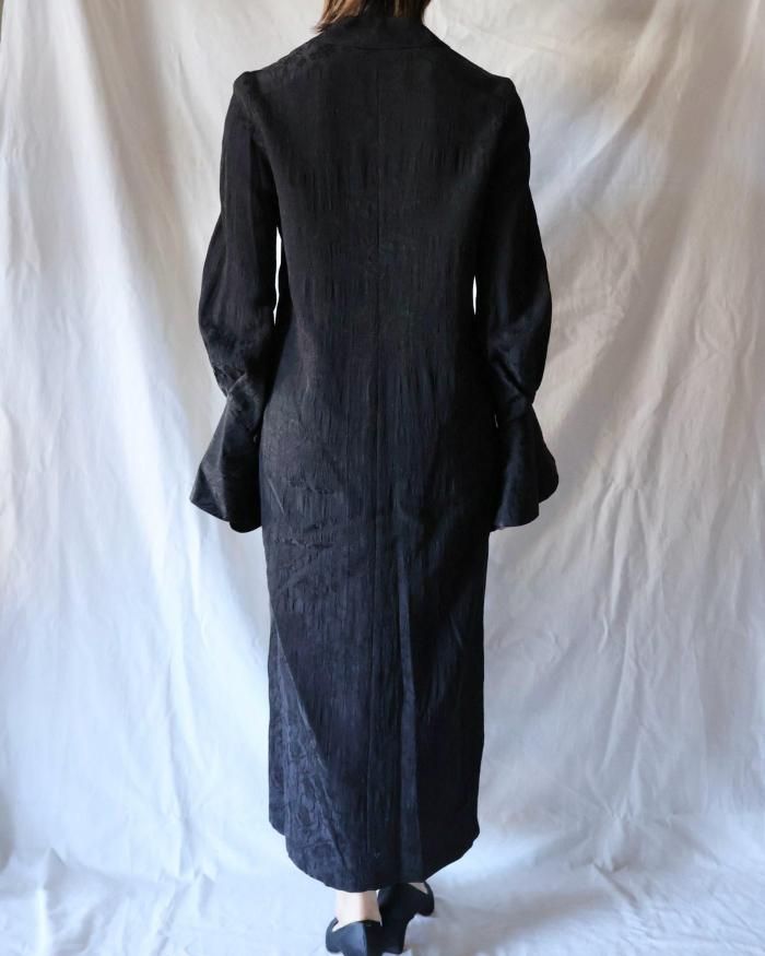 Mame Kurogouchi：Floral Jacquard Shirt Dress - BLACK - ORANN