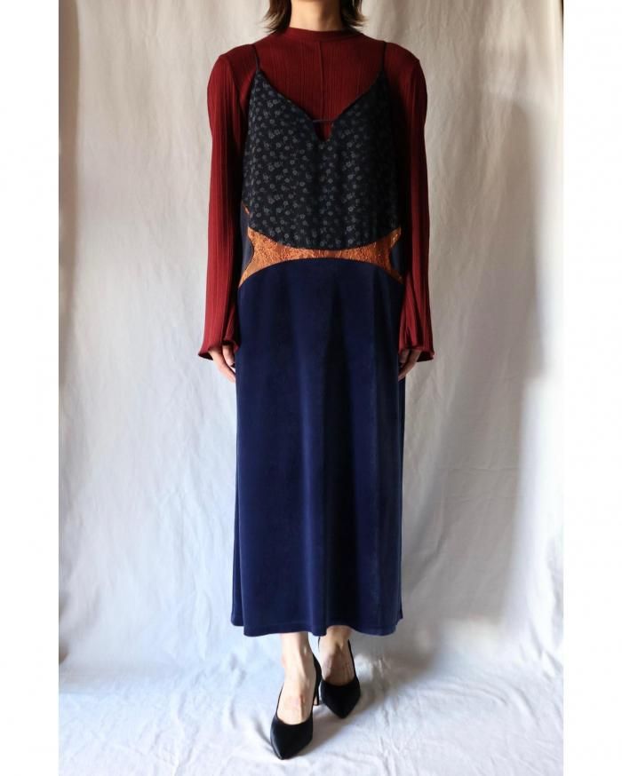 ワンピース Floral Jacquard Camisole Dress - navy Floral Jacquard Camisole Dress - navy - メルカリ