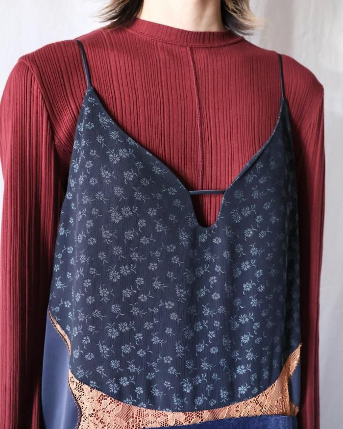 Mame Kurogouchi：Cupro Triacetate Floral Jacquard Camisole