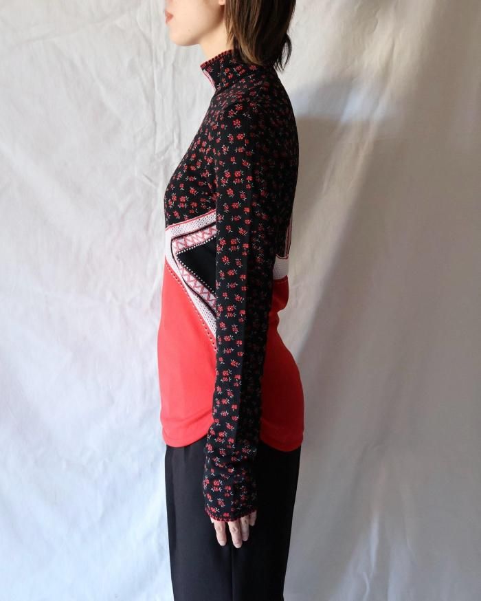 【美品】mame kurogouchi/JACQUARD KNITTED TOP Floral Jacquard Sleeveless Knitted Top(1 BLACK): Mame