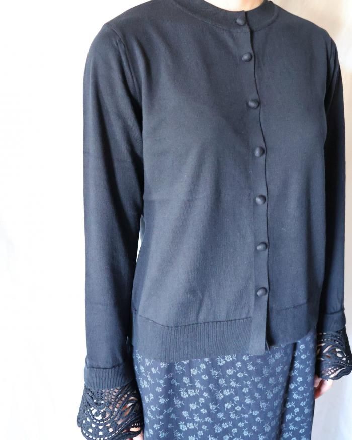 トップス Mame Kurogouchi 22AW cardigan Drop Jacquard Knitted Cardigan - black - Mame Kurogouchi