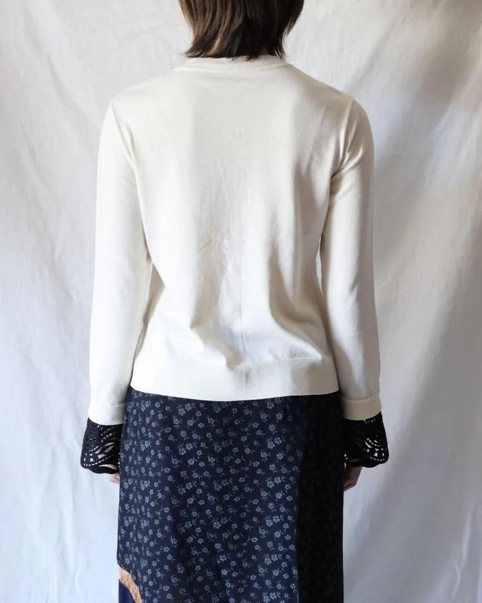 Mame Kurogouchi：Detachable Embroidery Cuff Knitted Cardigan