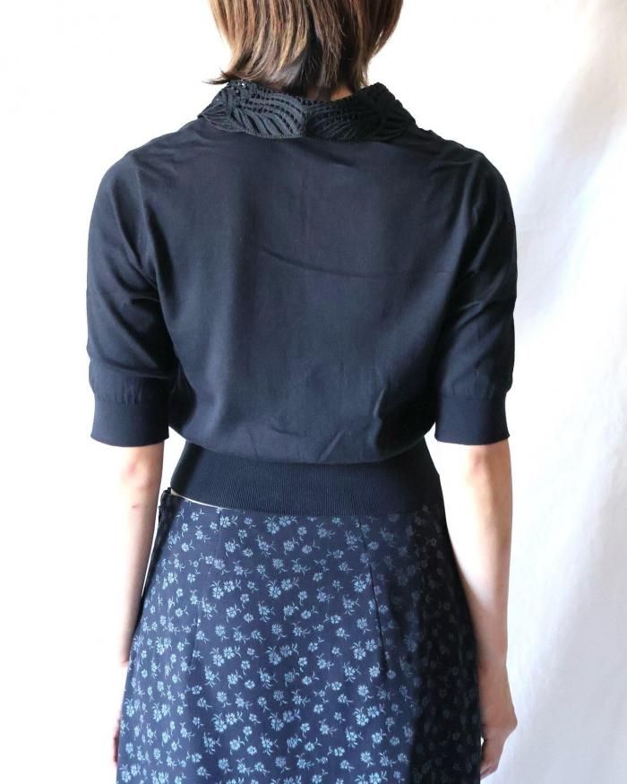 Mame Kurogouchi Collar Knitted Top マメ Mame Kurogouchi/マメ】Embroidery Collar Knitted Top MM25FW