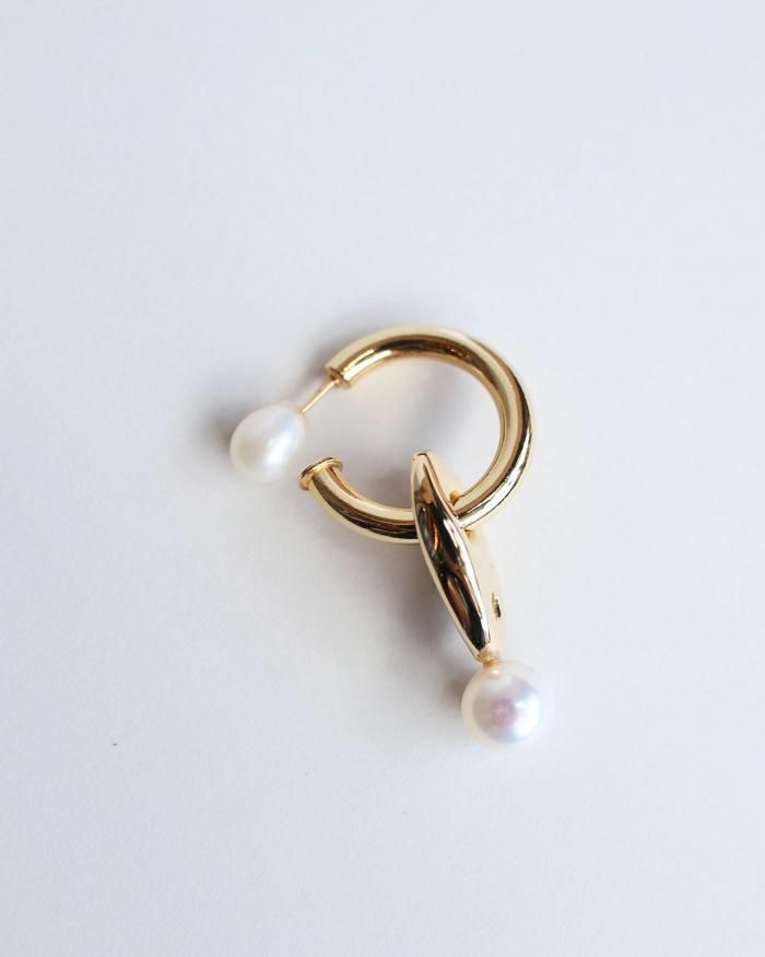 mame Kurogouchi フープピアス Mame Kurogouchi：Freshwater Pearl Earrings - GOLD - ORANN