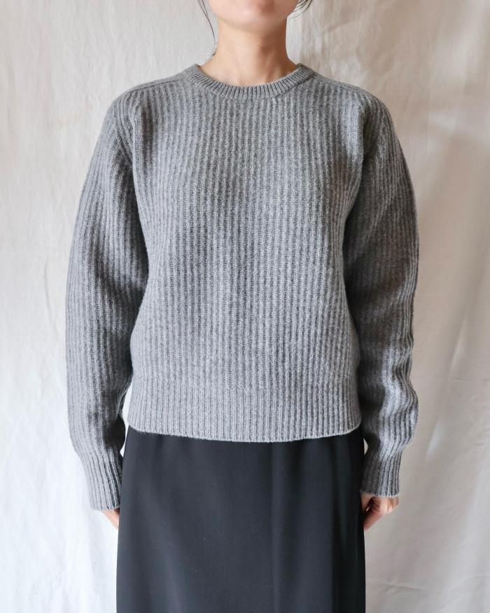Cristaseya：CASHMERE WOOL MAXI RIBBED RAGLAN SWEATER - GREY