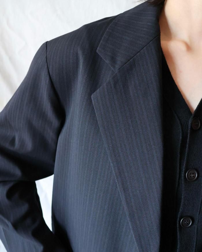 Cristaseya：OVERSIZED BLAZER - BLACK/NAVY STRIPES - ORANN