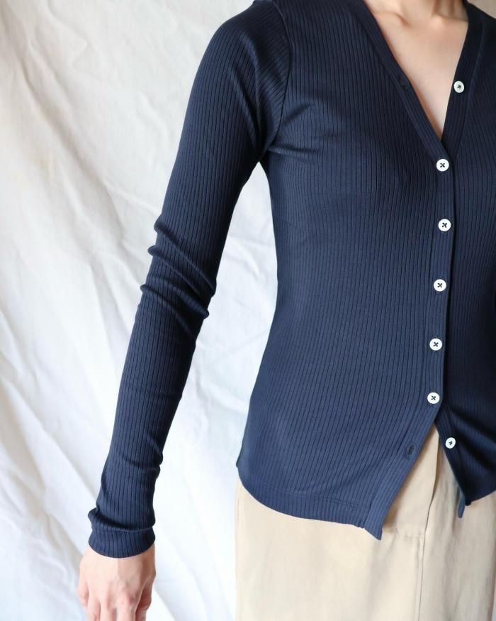 Ernie Palo：RIB TIGHT CARDIGAN - NAVY - ORANN ONLINE SHOP