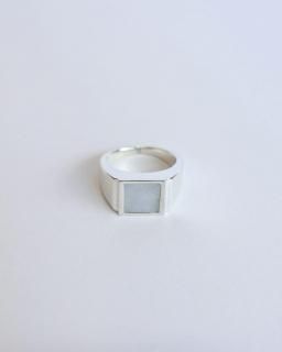 R.ALAGANSIGNET RING/JADEITE - SILVER
