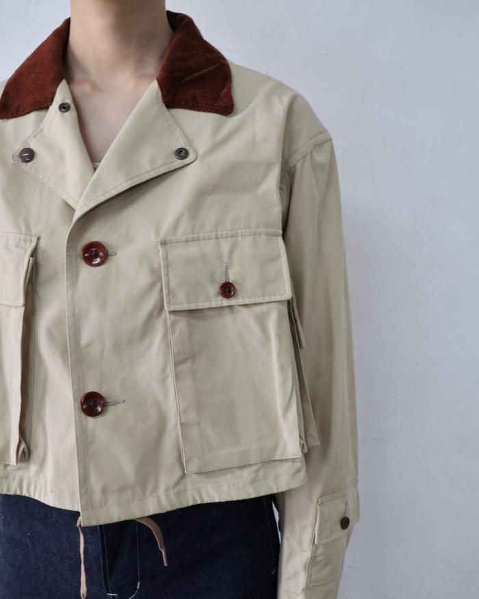 FUMIKA UCHIDA： POPLIN SHORT JACKET - SAND/BORDEAUX - ORANN ONLINE