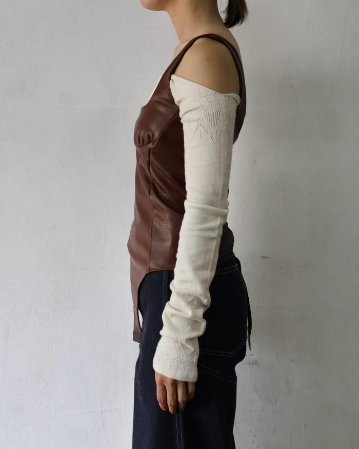 fumika uchida フミカウチダ シルク 背抜きボディスーツ FUMIKA UCHIDA / OPEN BACK SLEEVELESS BODYSUIT / IVORY - 601