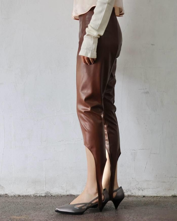 【美品】fumika uchida フミカウチダ　シアーレギンス34 FUMIKA UCHIDA/フミカウチダ】STRETCH VEGAN LEATHER STIRRUPS