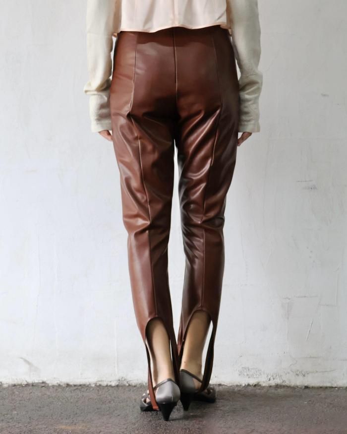 【美品】fumika uchida フミカウチダ　シアーレギンス34 FUMIKA UCHIDA/フミカウチダ】STRETCH VEGAN LEATHER STIRRUPS