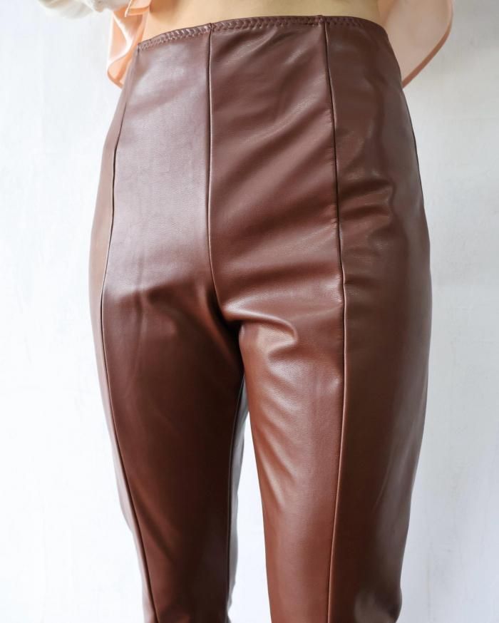 FUMIKA UCHIDA： STRETCH VEGAN LEATHER STIRRUPS LEGGINGS
