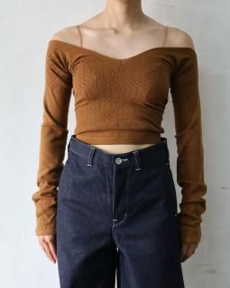 FUMIKA UCHIDASILK LACE KNITTING TIGHTS TOP - LIGHT BROWN