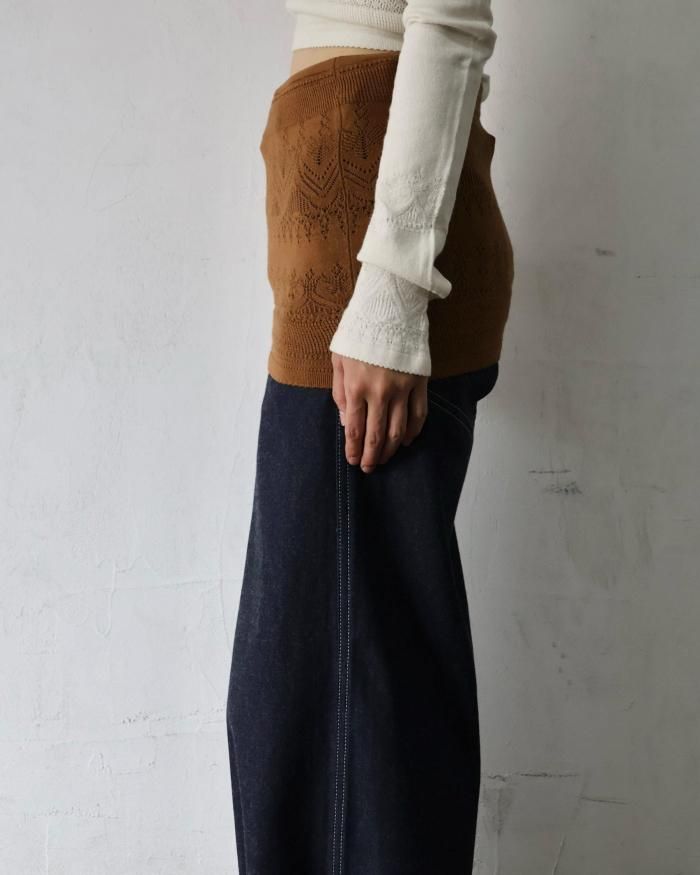 FUMIKA UCHIDA： SILK LACE KNITTING BELLYBAND - LIGHT BROWN - ORANN