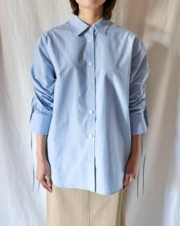 Ernie PaloSILK COTTON STRIPE SHIRT - SAX