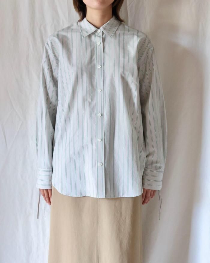 Ernie Palo：SILK COTTON STRIPE SHIRT - GREEN - ORANN ONLINE SHOP