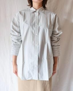 Ernie PaloSILK COTTON STRIPE SHIRT - GREEN