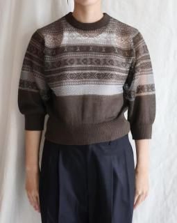 JUN MIKAMIFAIR ISLE SWEATER - BROWN