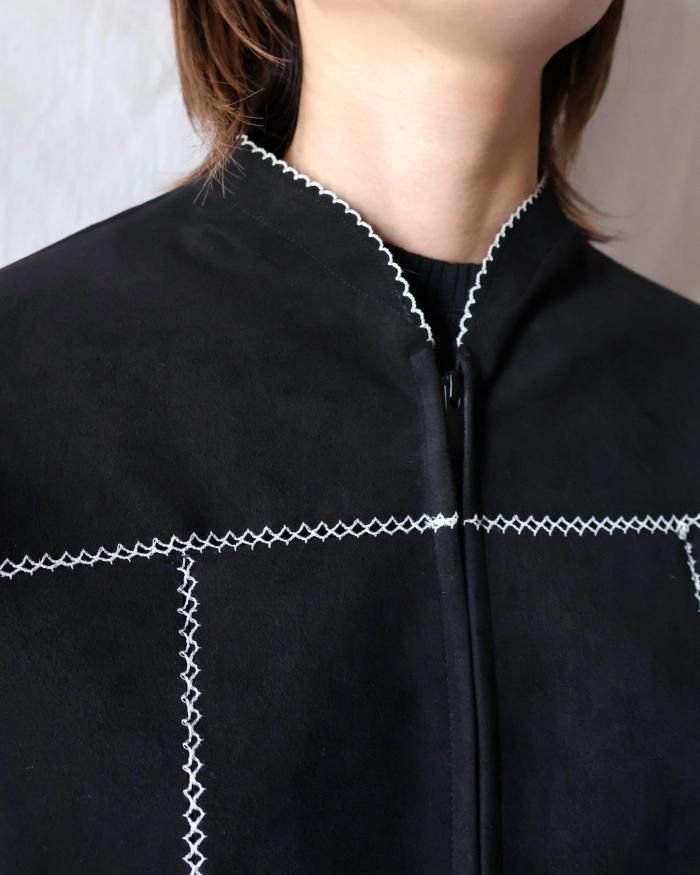 Mame Kurogouchi：Synthetic Leather Fancy Ftitch Jacket