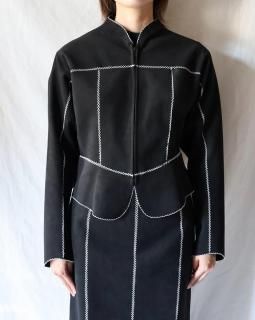 Mame KurogouchiSynthetic Leather Fancy Ftitch Jacket - BLACK