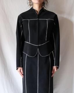 Mame KurogouchiSynthetic Leather Fancy Ftitch Jacket - BLACK