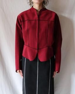 Mame KurogouchiSynthetic Leather Fancy Ftitch Jacket - BORDEAUX