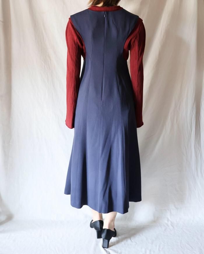 ワンピース MameKurogouchi Woolette Flare Dress Mame Kurogouchi(マメ) Wool Georgette Flare Dress - YAMAROKU
